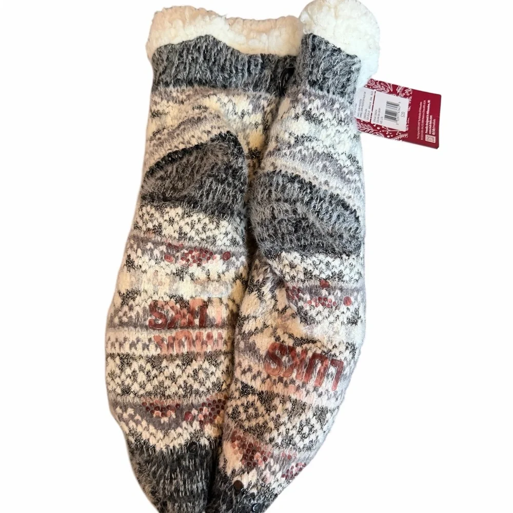 Muk Luks Chenille Mix Cabin Slipper Socks NWT
